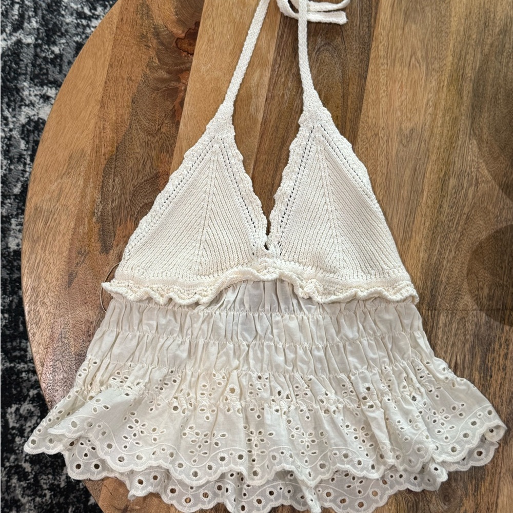 Zara Cream Crochet Tank Top
